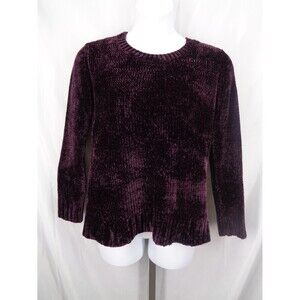 Orvis Chenille Sweater Size Medium Plum Purple Pullover Long Sleeve
